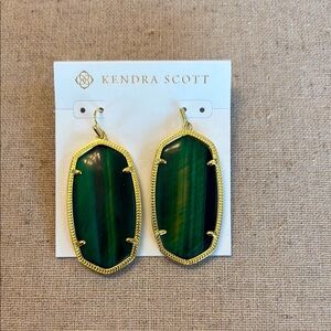 Kendra Scott Green and Gold Drop Earrings